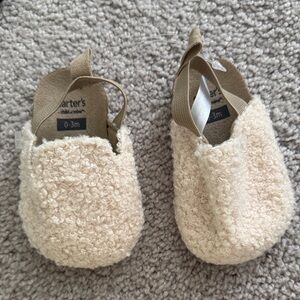 Carter's Tan Fuzzy Baby Slippers